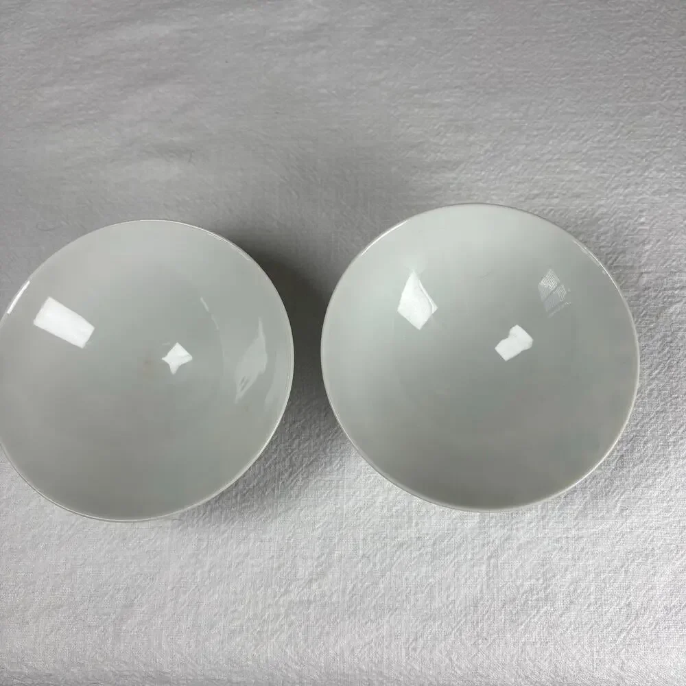 Vintage Asian Porcelain Rice Bowls Set of 2 Blue Bird Floral Footed Bowls